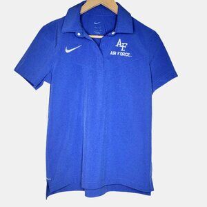 Nike Air Force Women’s Dri-Fit Polo Shirt Small Blue Short Sleeve Collar Golf